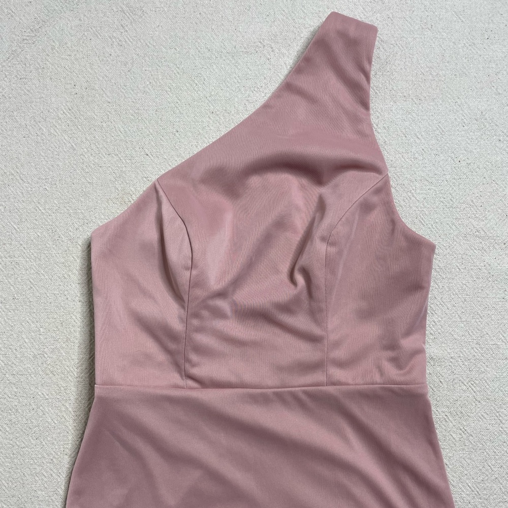 Azazie Dusty Rose One Shoulder Mesh Mermaid Maxi Gown Dress 8 - Picture 2 of 10